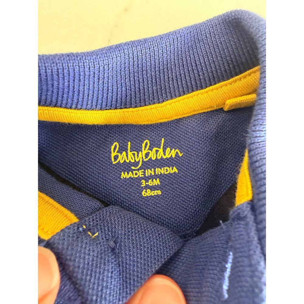Baby Boden Blue Piqué Polo Shirt - 3-6 Months - Picture 4 of 5